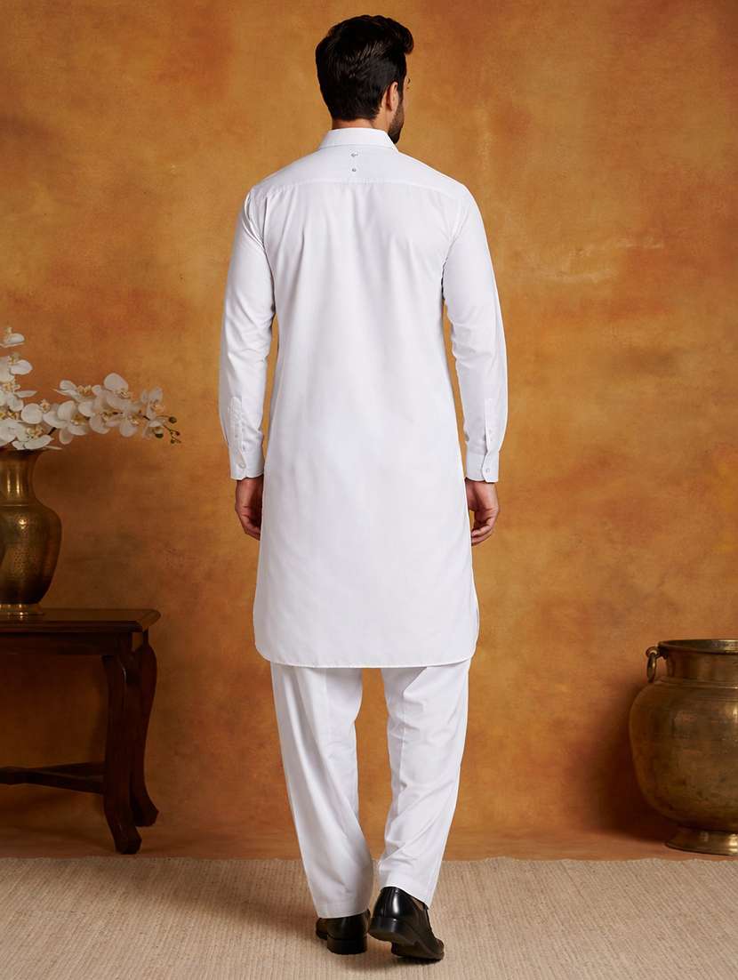 men solid long sleeve pathani ethnic wear set - 22335562 -  Standard Image - 3