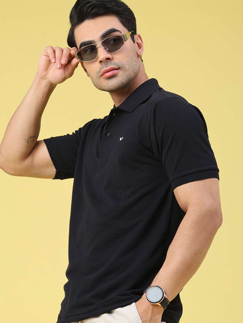 men solid short sleeve regular fit polo t-shirt