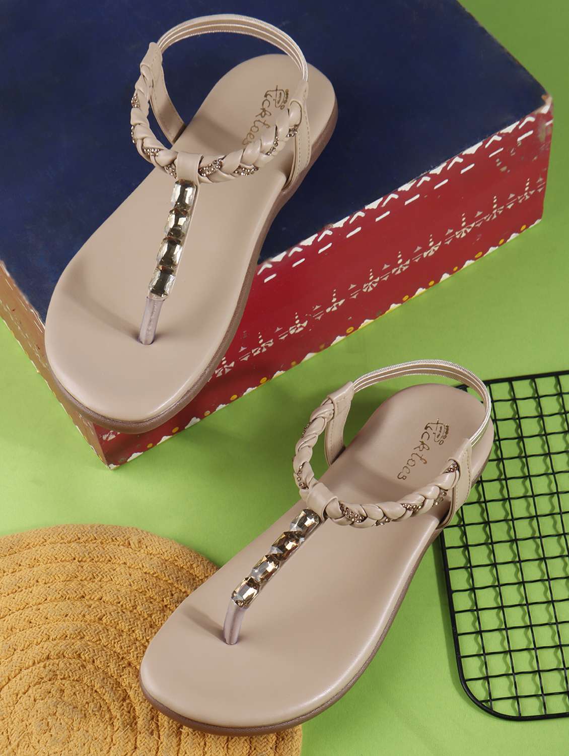 women embellished back strap flat sandal