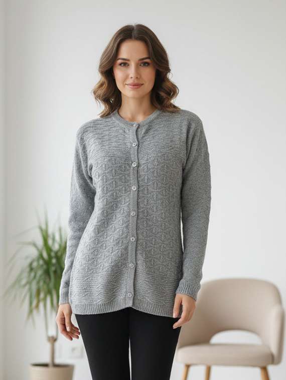 women self designed long sleeve cardigan