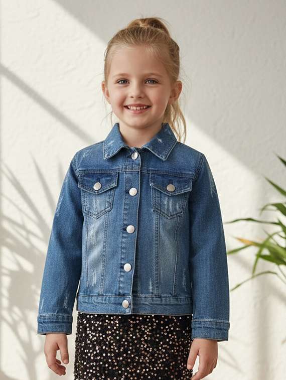 blue denim regular jackets & coat