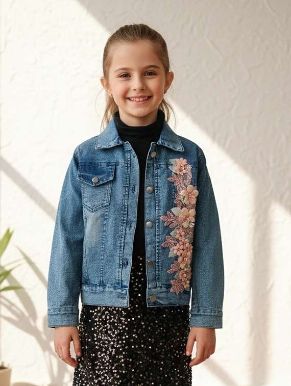 blue denim regular jackets & coat