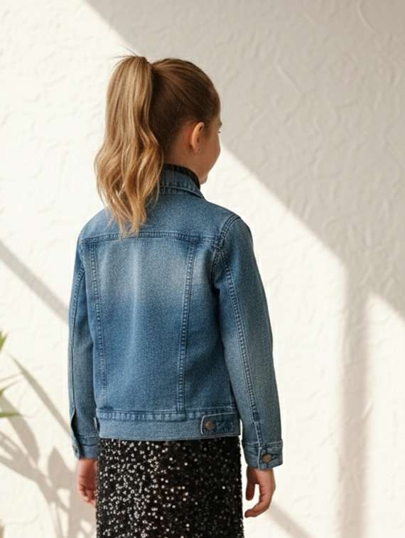 blue denim regular jackets & coat - 22335601 -  Standard Image - 3