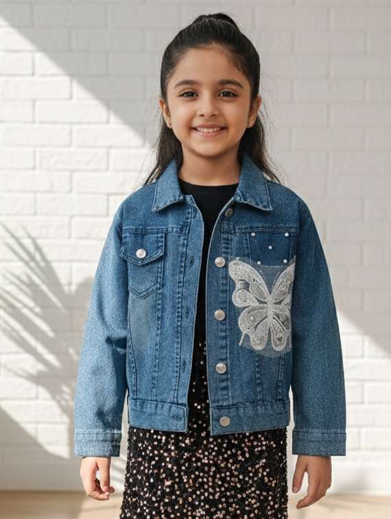 blue denim regular jackets & coat