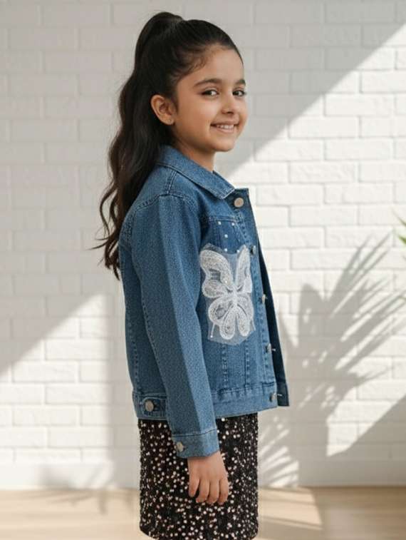 blue denim regular jackets & coat - 22335602 -  Standard Image - 3