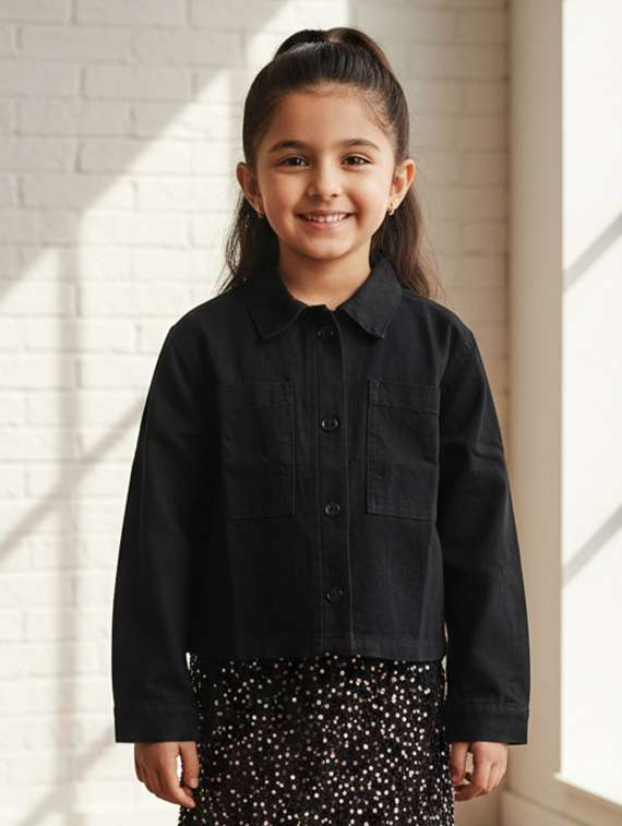 black denim regular jackets & coat