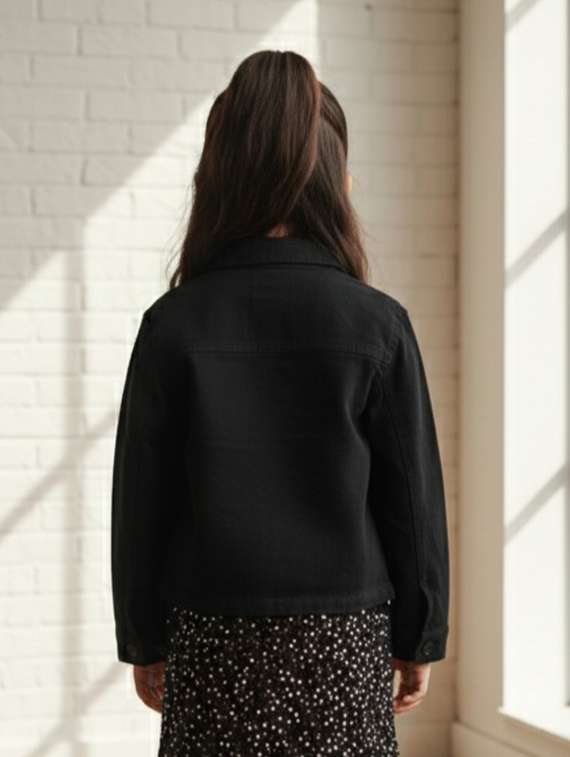 black denim regular jackets & coat - 22335604 -  Standard Image - 3