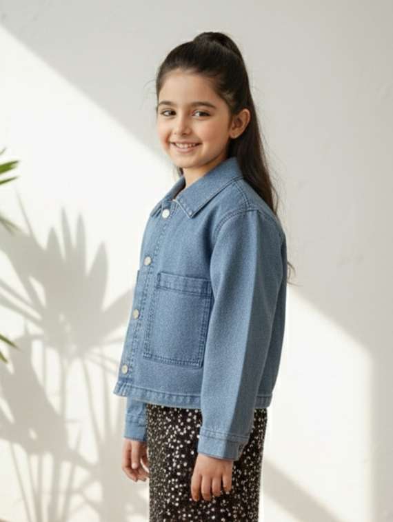 blue denim regular jackets & coat - 22335605 -  Standard Image - 3