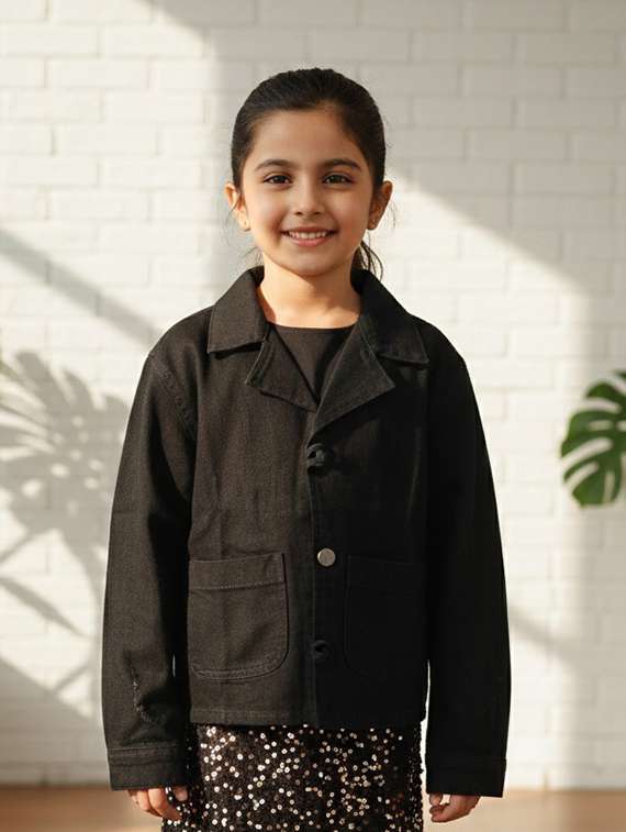 girls solid long sleeve regular blazer