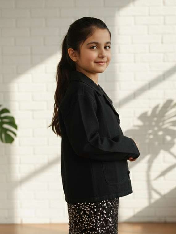 girls solid long sleeve regular blazer - 22335606 -  Standard Image - 3