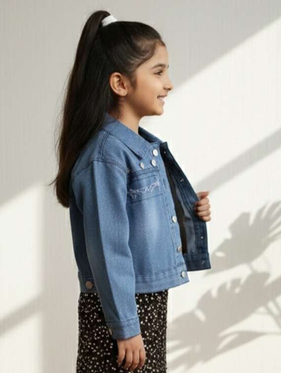 blue denim regular jackets & coat - 22335608 -  Standard Image - 3