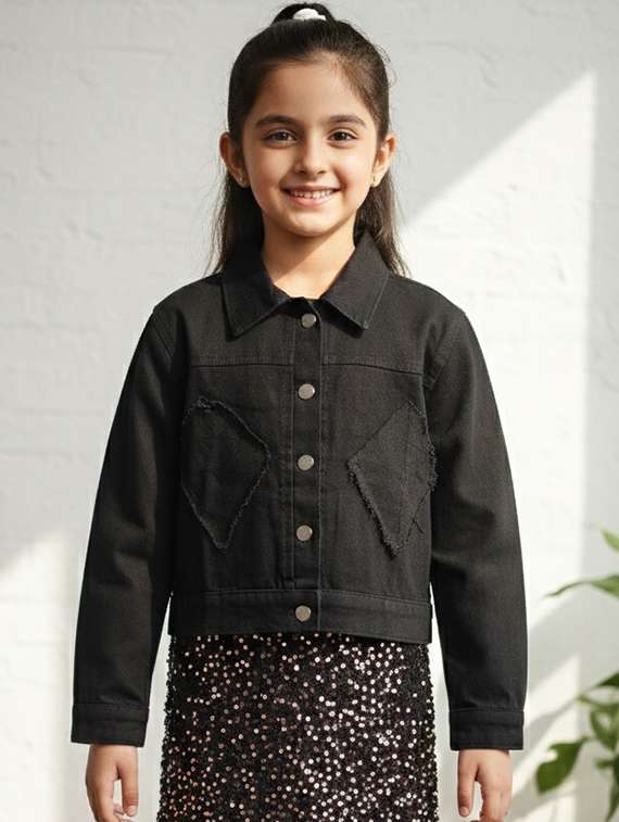 black denim regular jackets & coat