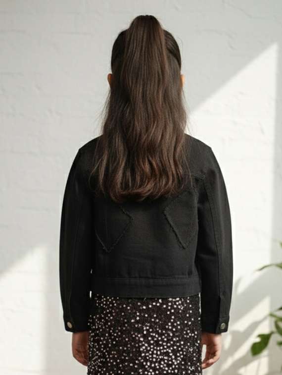 black denim regular jackets & coat - 22335610 -  Standard Image - 3