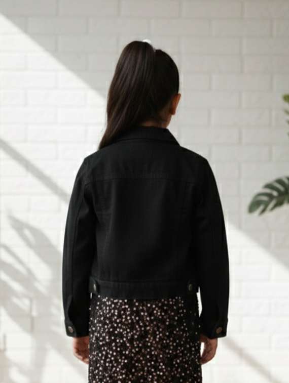 girls collared long sleeve denim jacket - 22335615 -  Standard Image - 3