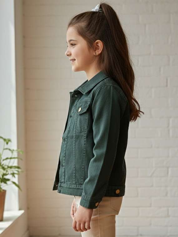 girls collared long sleeve denim jacket - 22335617 -  Standard Image - 3