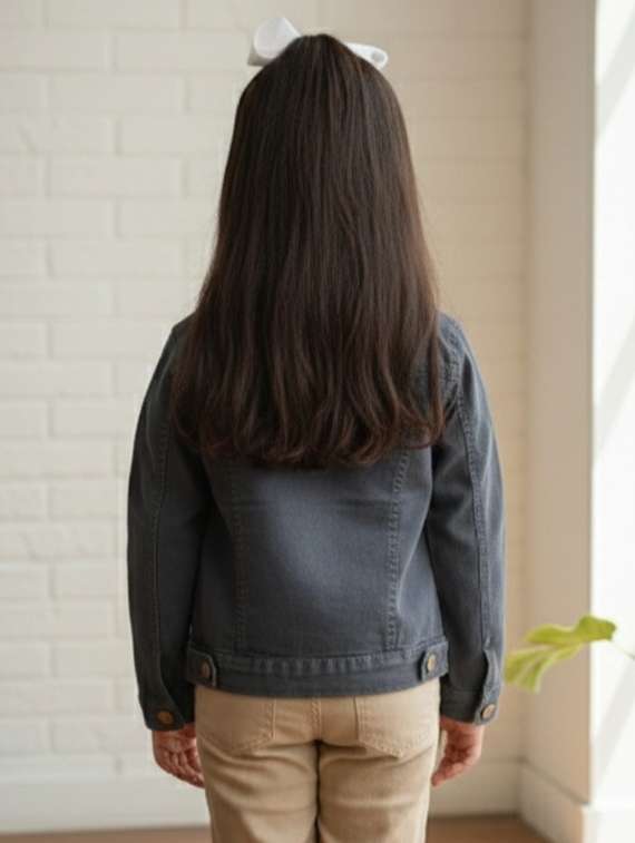 girls collared long sleeve denim jacket - 22335618 -  Standard Image - 3