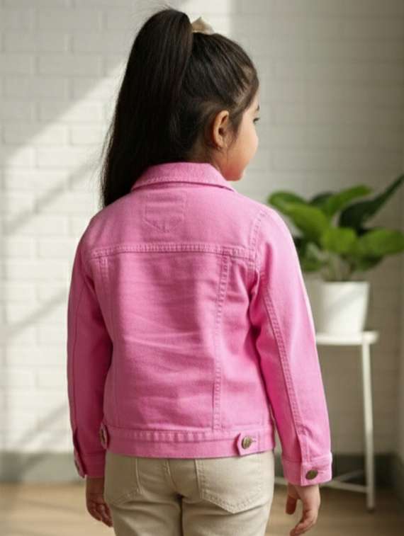 girls collared long sleeve denim jacket - 22335619 -  Standard Image - 3