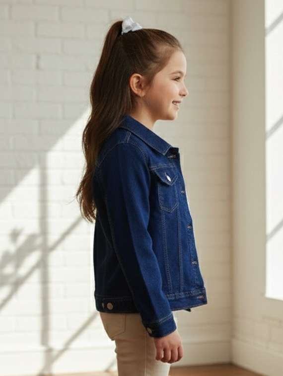 girls collared long sleeve denim jacket - 22335624 -  Standard Image - 3