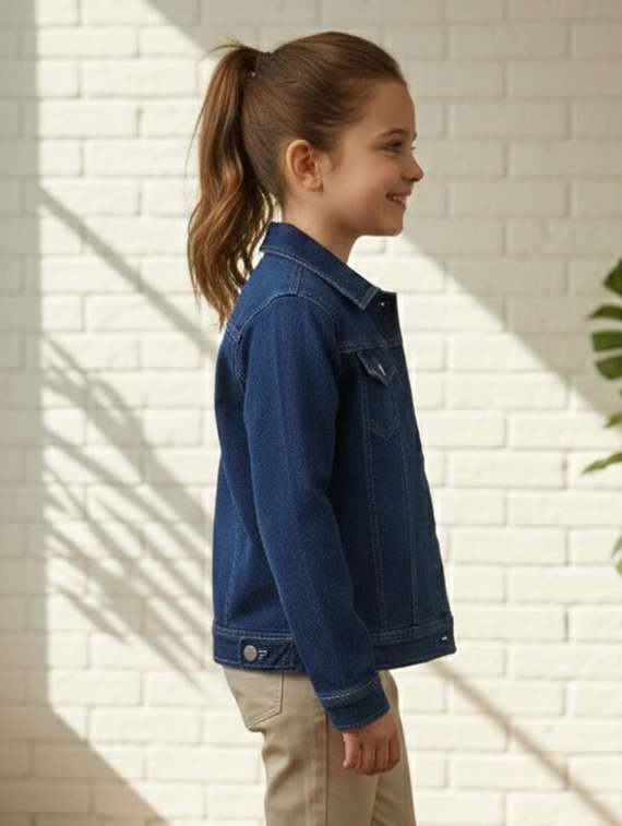 Girls Collared Long Sleeve Denim Jacket - 22335626 -  Standard Image - 3