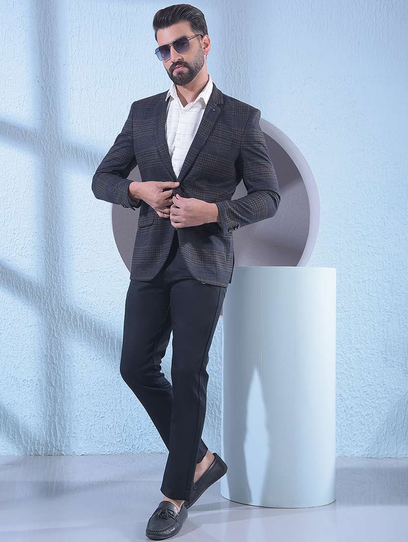 men checkered lapel collar single breasted casual blazer - 22335628 -  Standard Image - 5