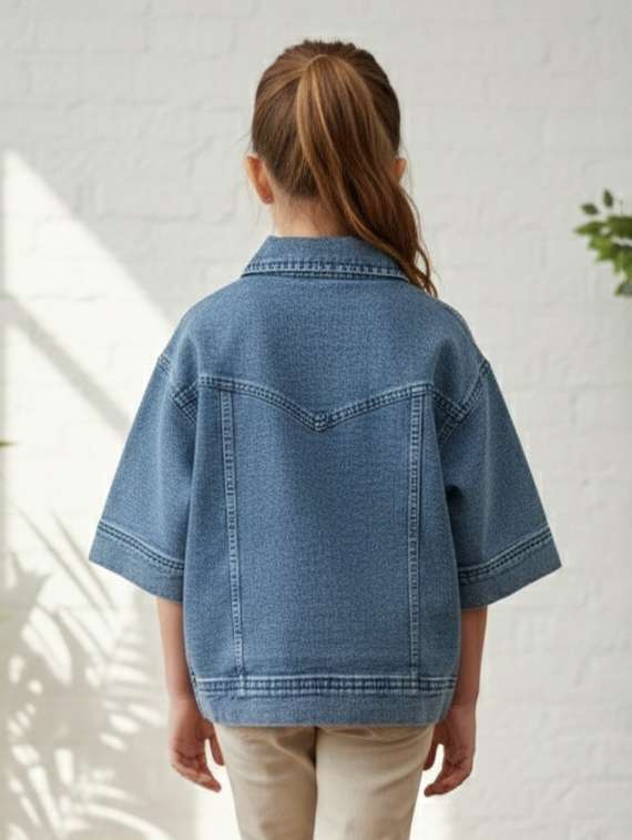 girls collared long sleeve denim jacket - 22335642 -  Standard Image - 3