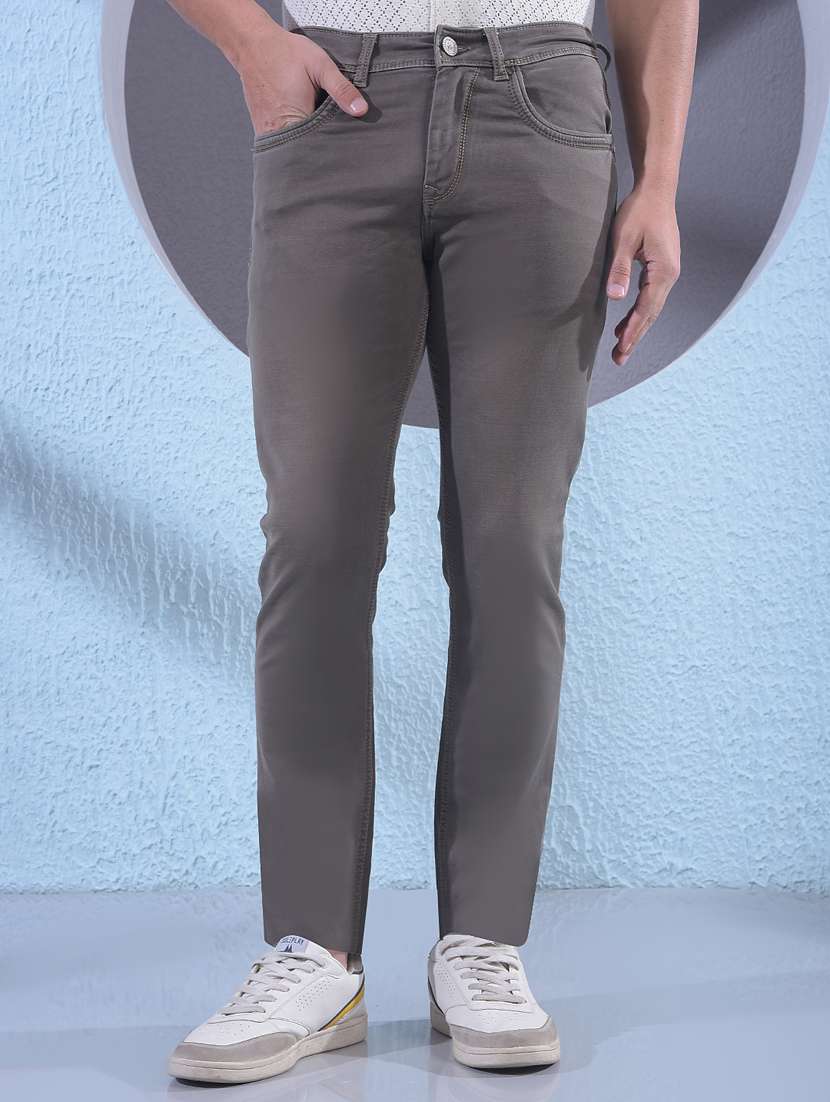 men plain mid rise full length slim fit jeans