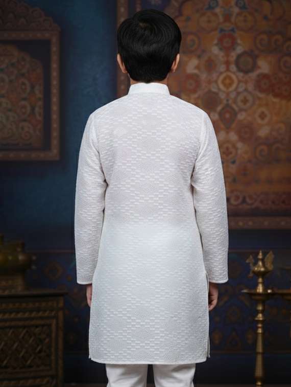 boys embroidered long sleeve kurta set - 22335668 -  Standard Image - 3