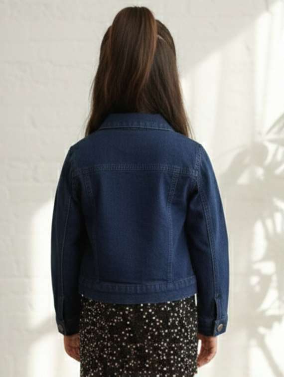 girls collared long sleeve denim jacket - 22335688 -  Standard Image - 3