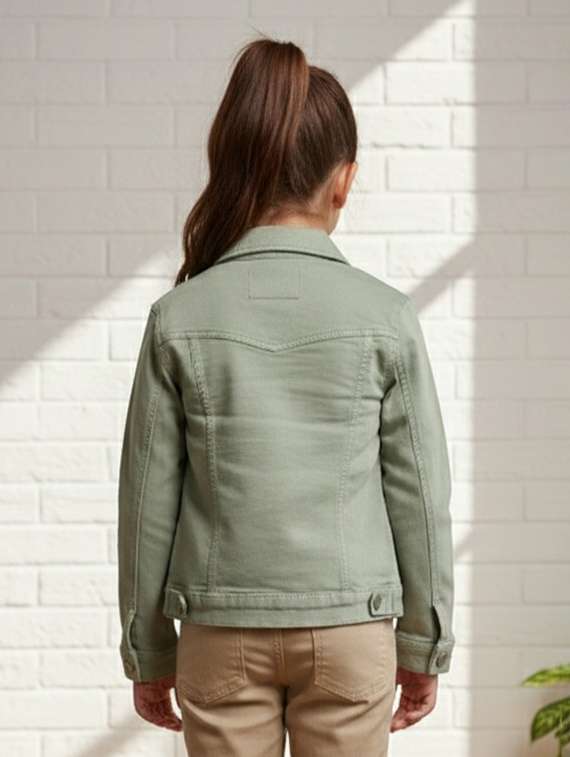 girls collared long sleeve denim jacket - 22335700 -  Standard Image - 3