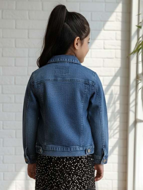 girls collared long sleeve denim jacket - 22335705 -  Standard Image - 3