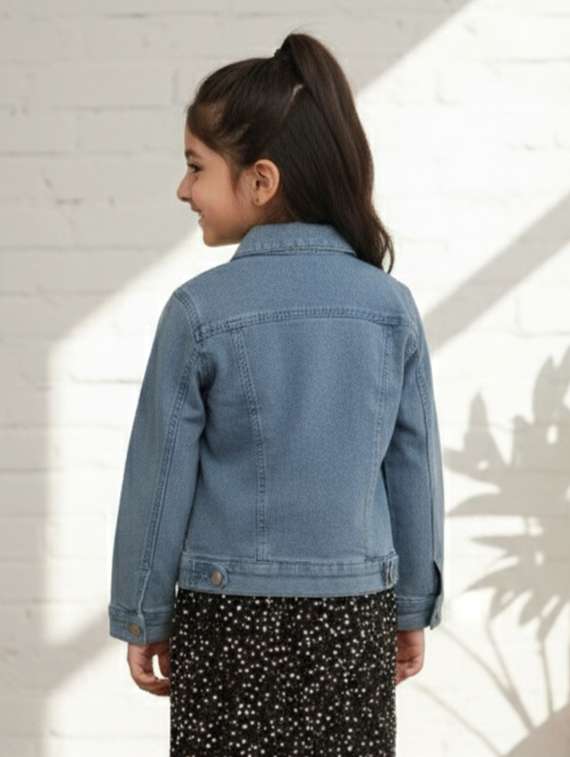 girls collared long sleeve denim jacket - 22335706 -  Standard Image - 3