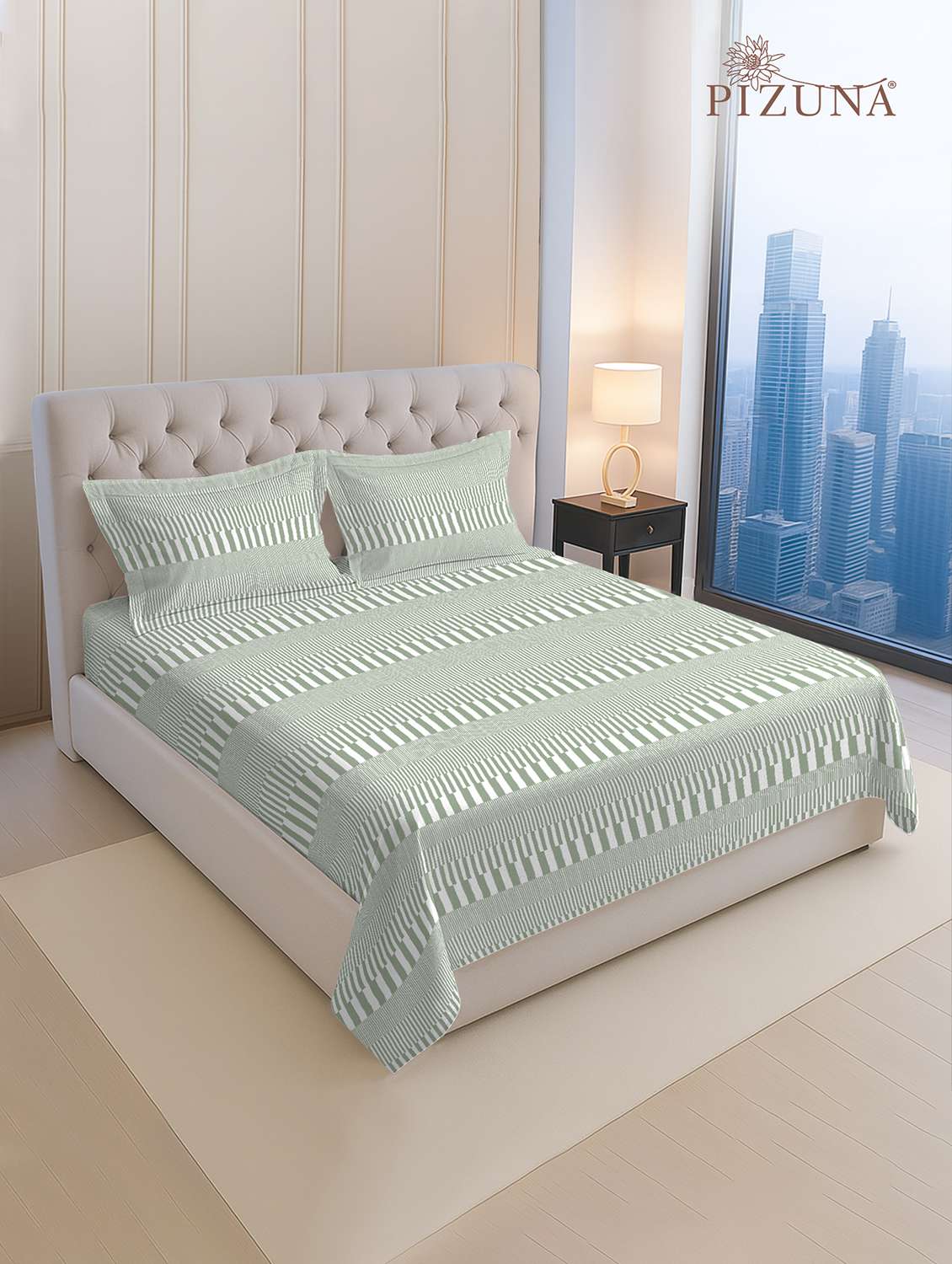 pizuna cotton 400 tc printed bedsheet superking with 2 pillow covers