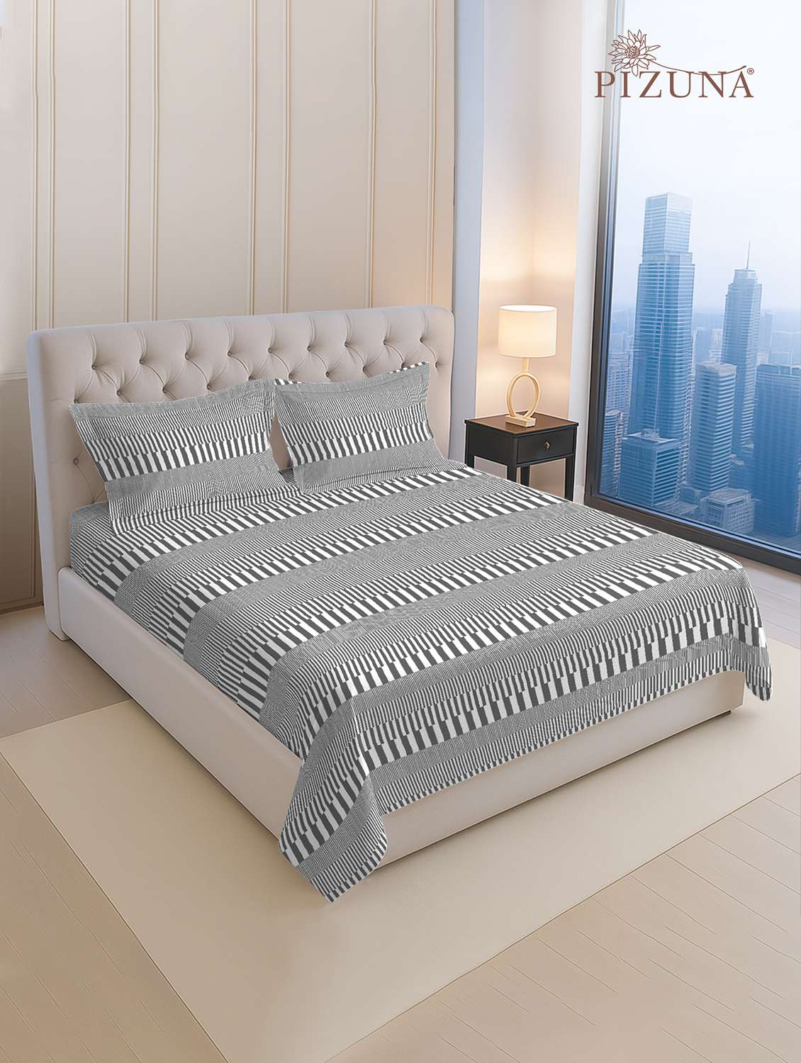 pizuna cotton 400 tc printed bedsheet superking with 2 pillow covers