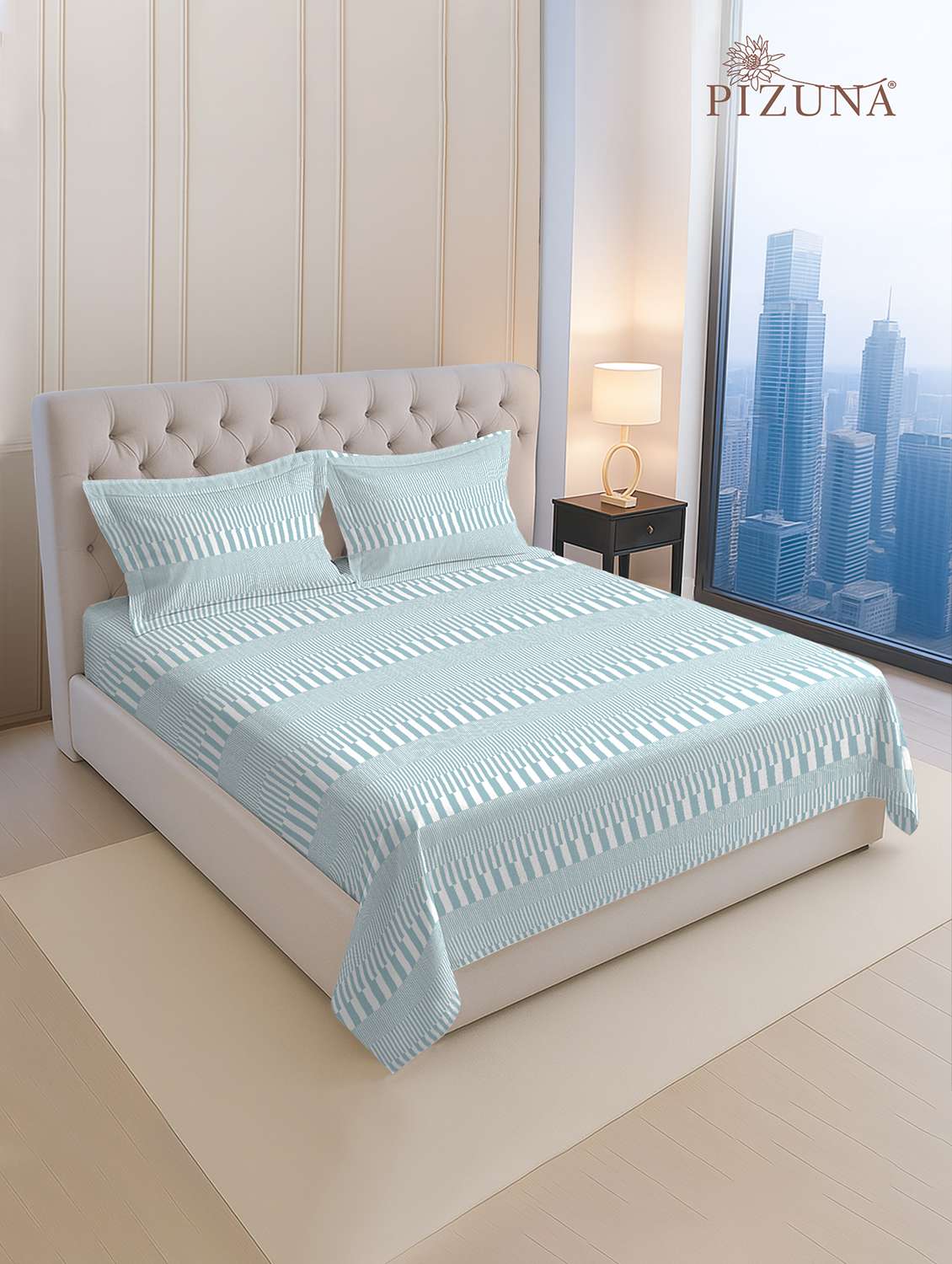 pizuna cotton 400 tc printed bedsheet superking with 2 pillow covers