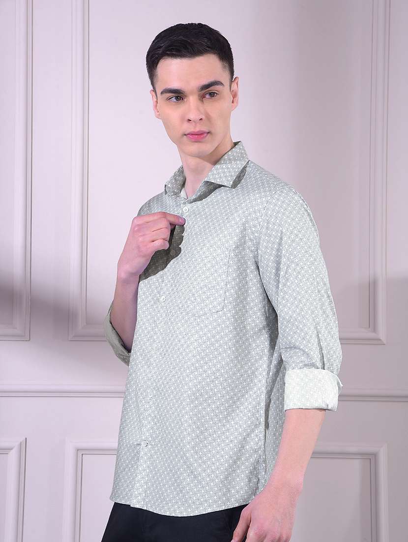 men printed long sleeve slim fit casual shirt - 22335749 -  Standard Image - 3