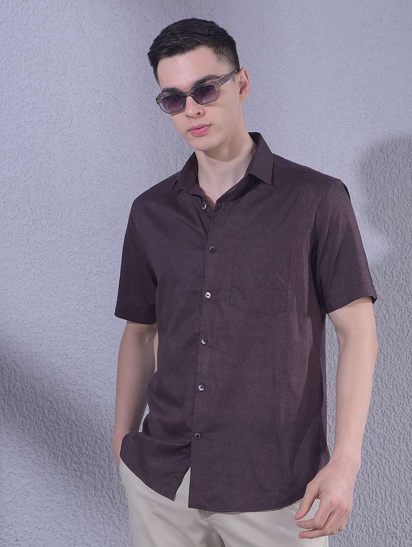 men floral long sleeve slim fit casual shirt