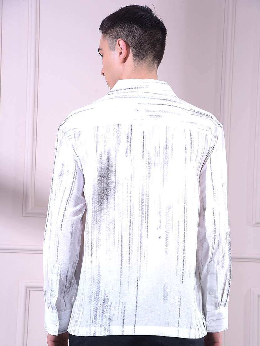 men printed long sleeve slim fit casual shirt - 22335807 -  Standard Image - 3