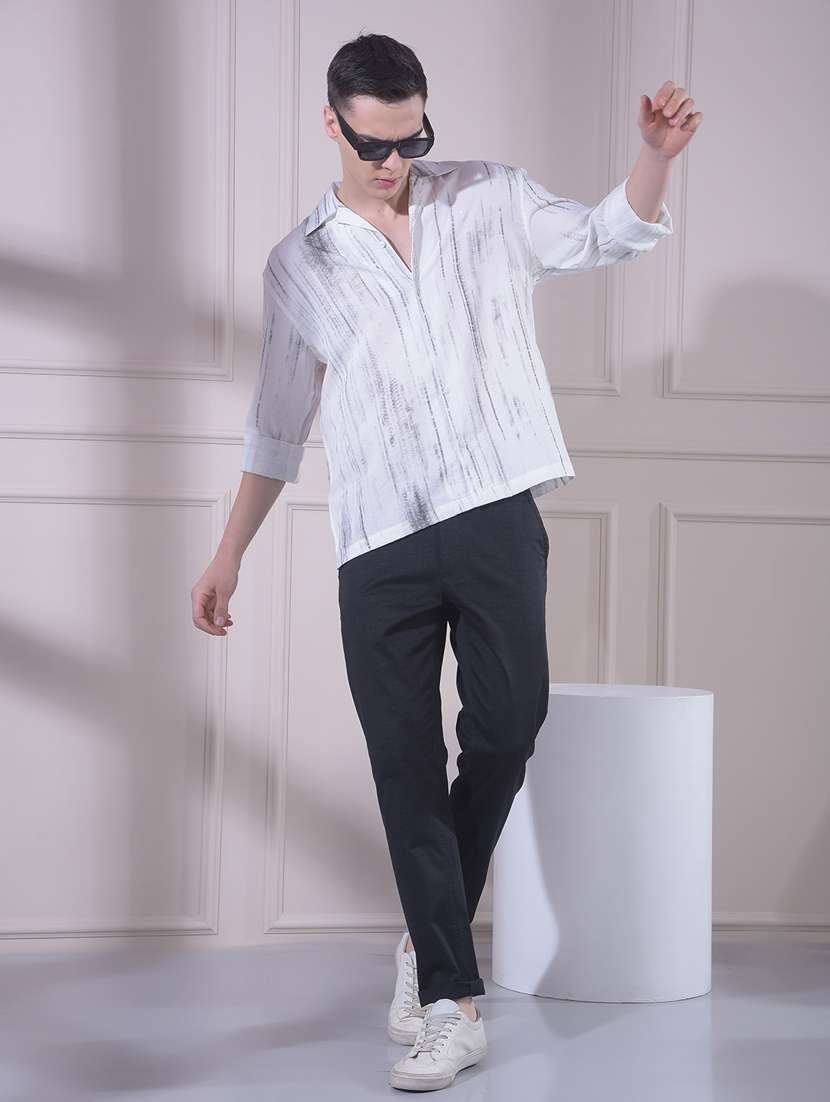 men printed long sleeve slim fit casual shirt - 22335807 -  Standard Image - 5