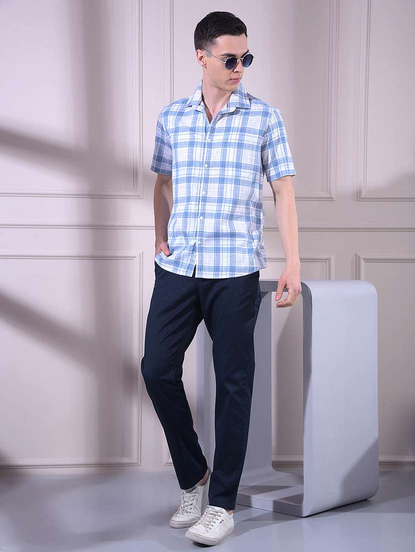 men checkered short sleeve slim fit casual shirt - 22335834 -  Standard Image - 5