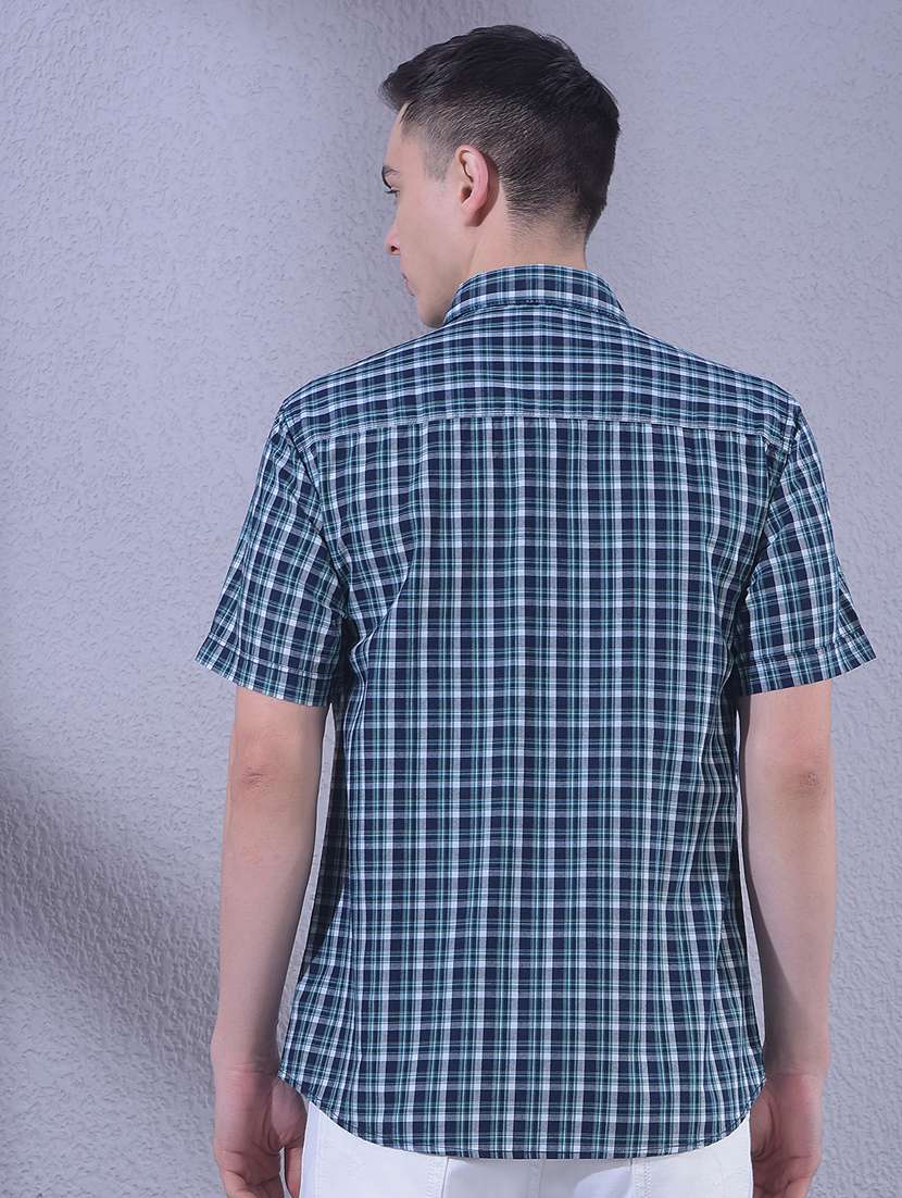 men checkered short sleeve slim fit casual shirt - 22335853 -  Standard Image - 3