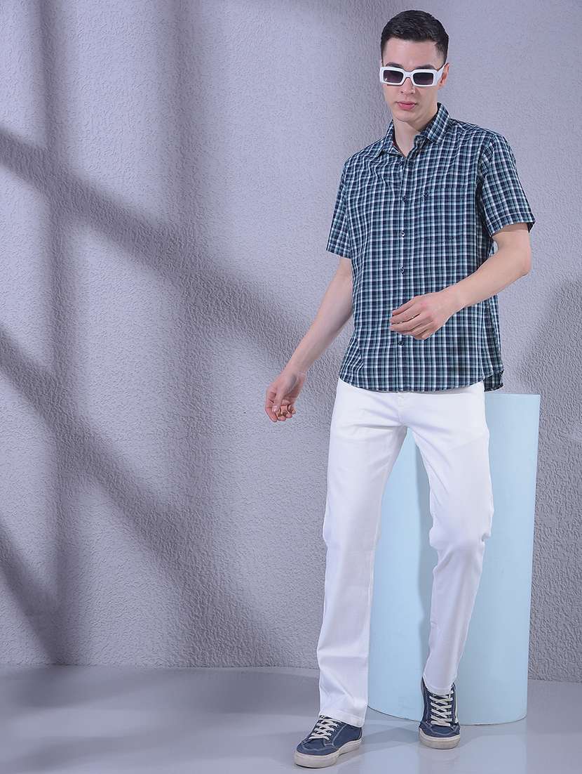 men checkered short sleeve slim fit casual shirt - 22335853 -  Standard Image - 5