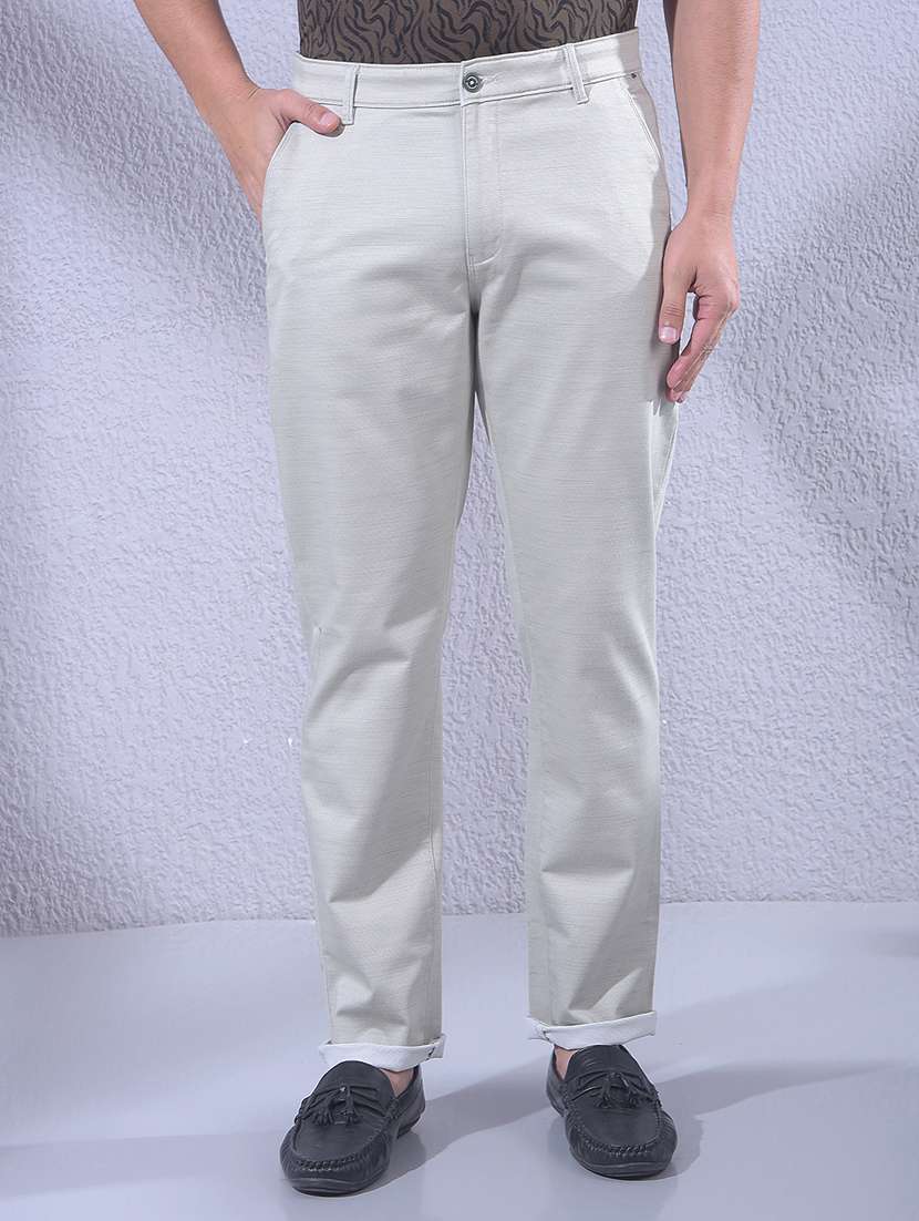 men self design mid rise chinos casual trouser