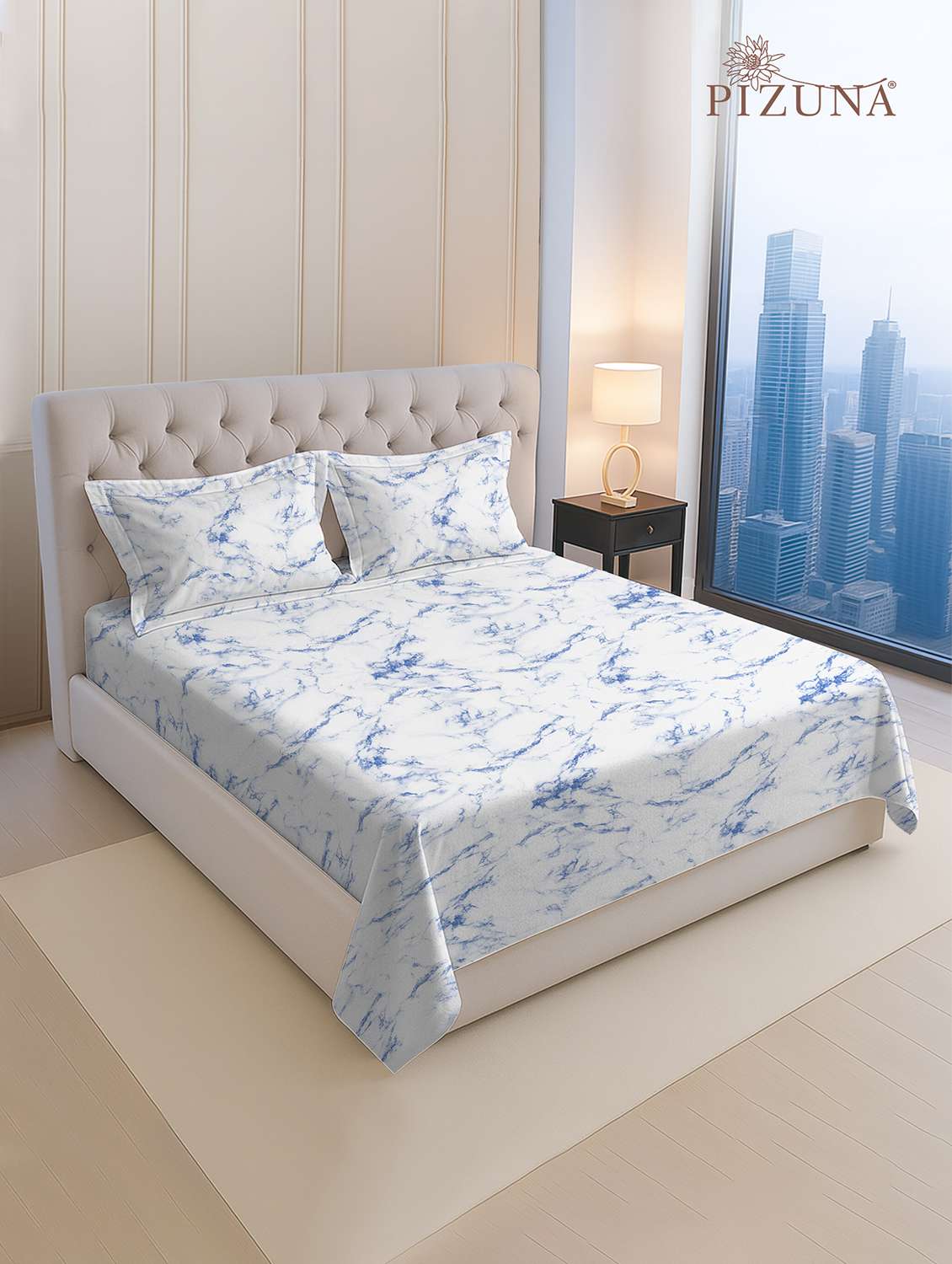 pizuna cotton 400 tc printed bedsheet superking with 2 pillow covers