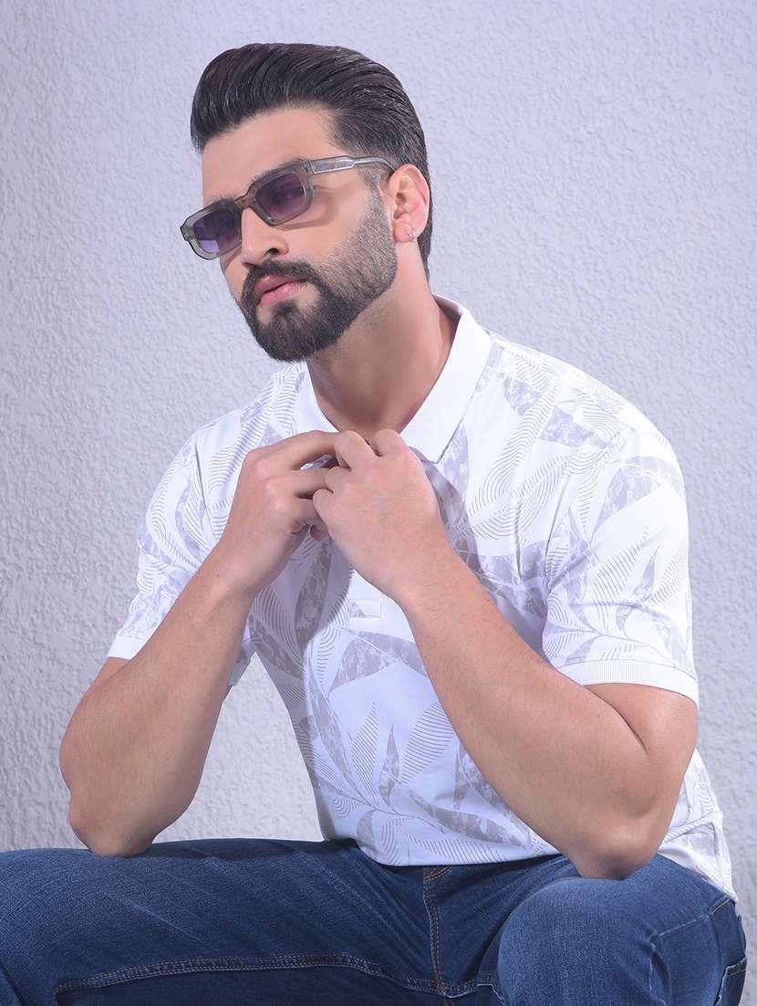 men printed short sleeve regular fit polo t-shirt