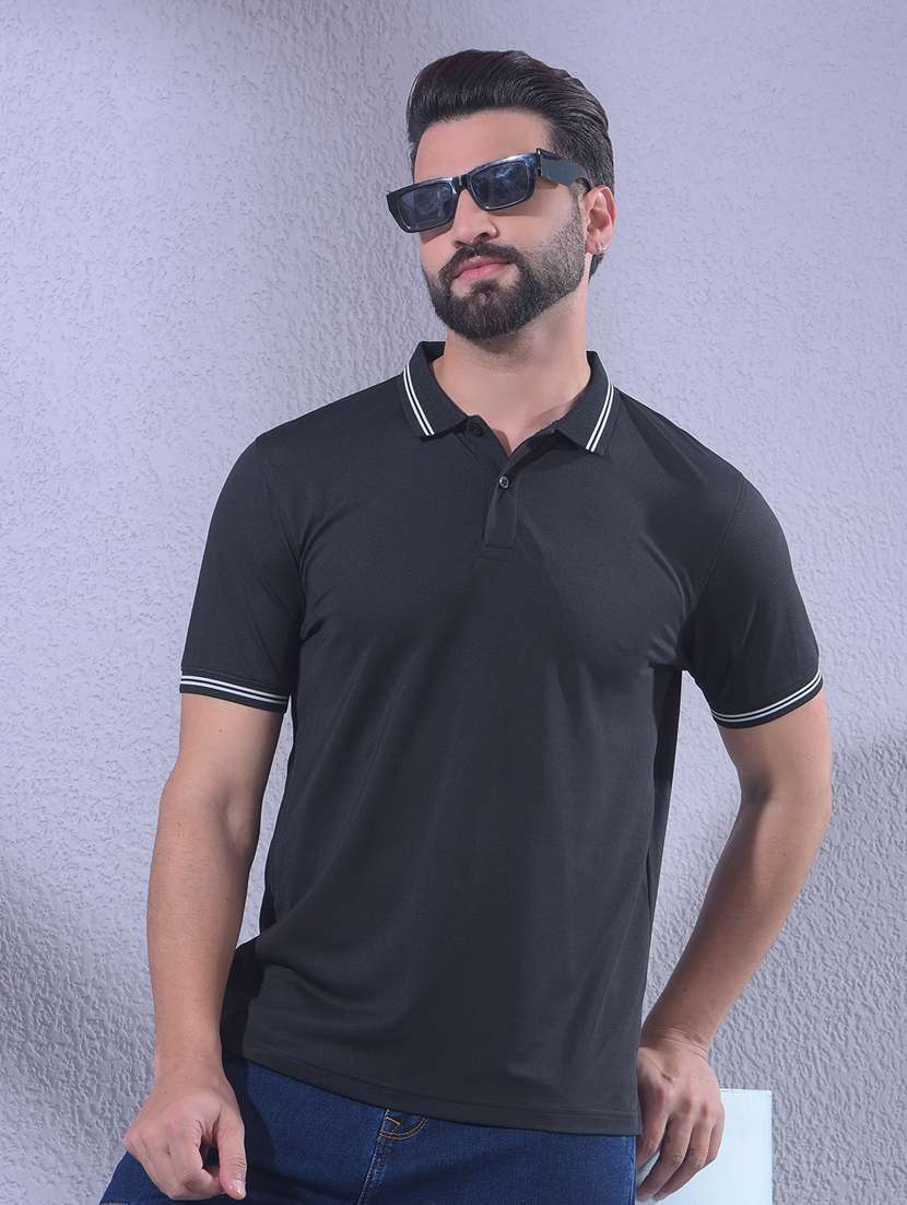 men solid short sleeve regular fit polo t-shirt