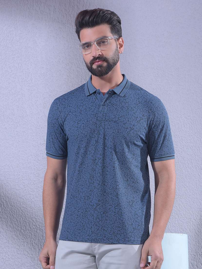 men floral short sleeve slim fit polo t-shirt