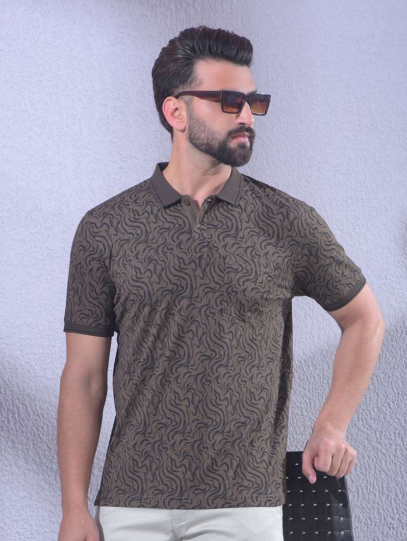 men abstract short sleeve regular fit polo t-shirt
