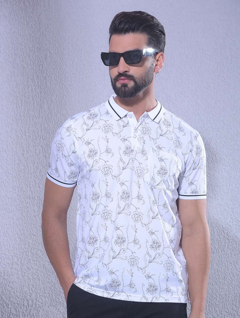 men floral short sleeve regular fit polo t-shirt