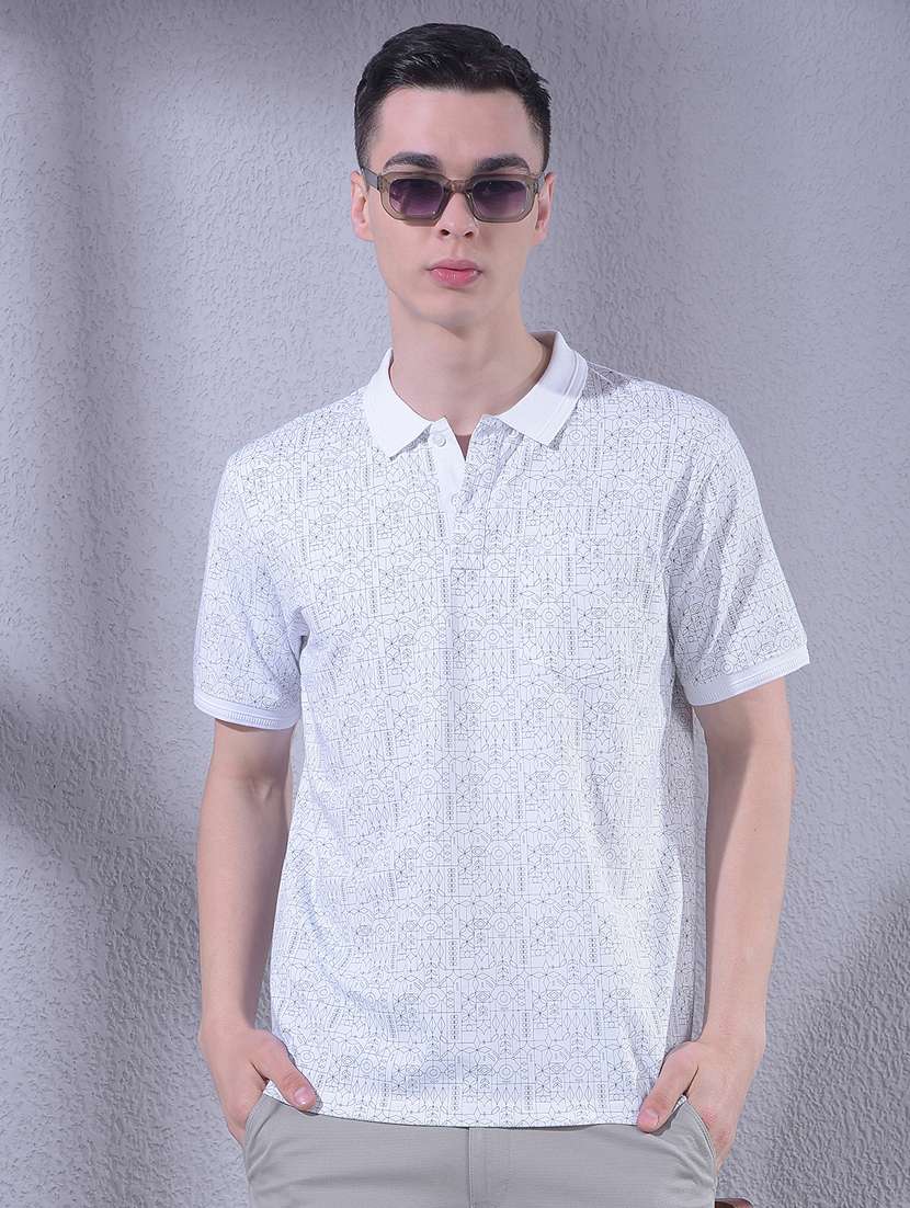 men printed short sleeve regular fit polo t-shirt