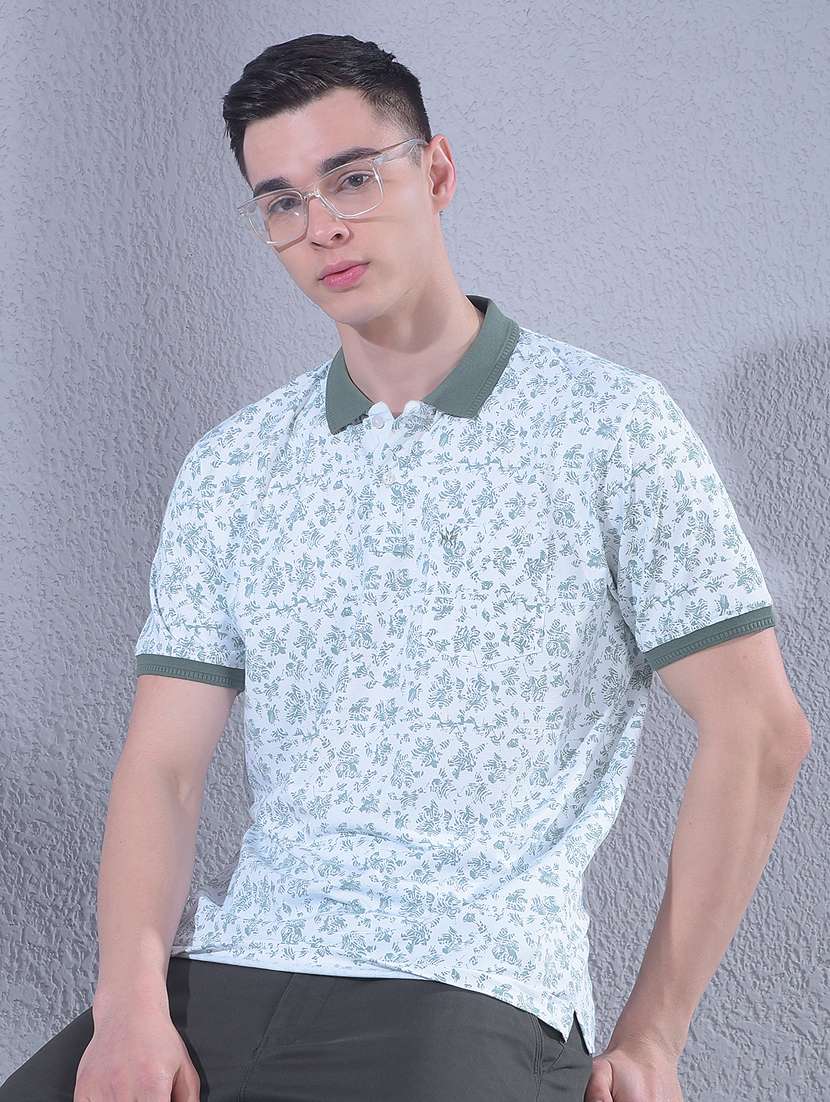 men printed short sleeve regular fit polo t-shirt